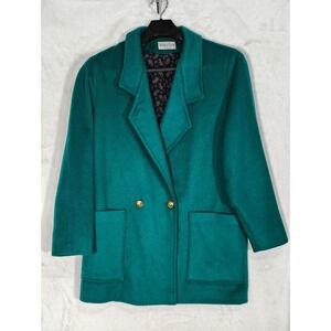 Vintage Ashley Scott Green 100% Pure Wool Short Coat Jacket Sz M women's 80s USA
